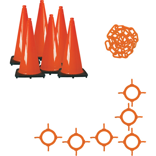 Traffic Cone & Chain Kit, 28", Orange Distribution Jean Lapalme