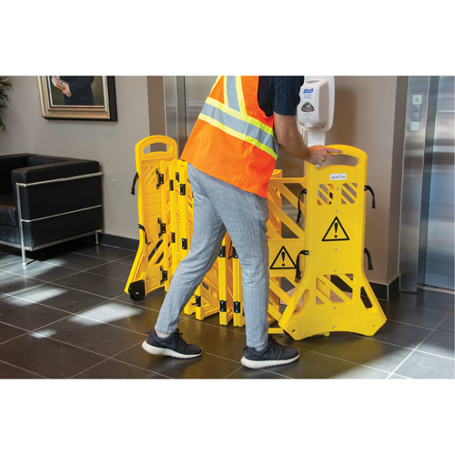 Portable Mobile Barrier, 40" H x 13' L, Yellow Distribution Jean Lapalme