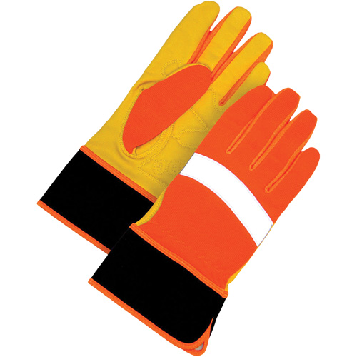 High Visibility Gloves, Size Large, Grain Leather Palm Distribution Jean Lapalme