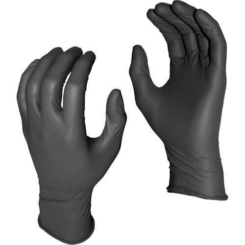 Gants jetables Grease Monkey, Petit, Nitrile, 5 mils, Sans poudre, Noir Distribution Jean Lapalme
