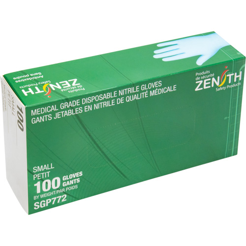 Gants jetables de calibre m&eacute;dical r&eacute;sistants &agrave; la perforation, Petit, Nitrile, 4,5 mils, Sans poudre, Bleu, Classe 2 Distribution Jean Lapalme