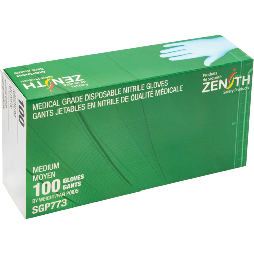 Gants jetables de calibre m&eacute;dical r&eacute;sistants &agrave; la perforation, Moyen, Nitrile, 4,5 mils, Sans poudre, Bleu, Classe 2 Distribution Jean Lapalme