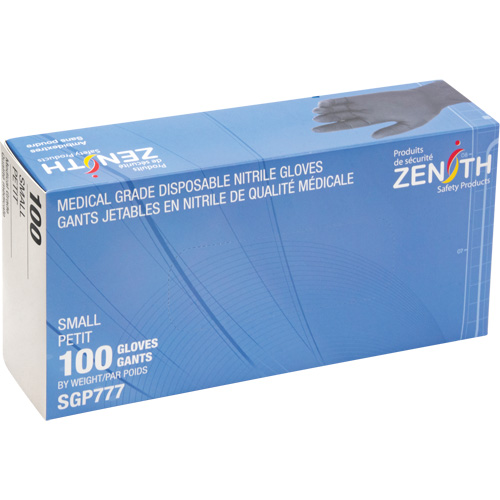 Puncture-Resistant Medical-Grade Disposable Gloves, Small, Nitrile, 5-mil, Powder-Free, Black, Class 2 Distribution Jean Lapalme