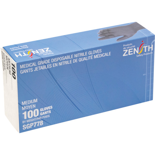 Puncture-Resistant Medical-Grade Disposable Gloves, Medium, Nitrile, 5-mil, Powder-Free, Black, Class 2 Distribution Jean Lapalme