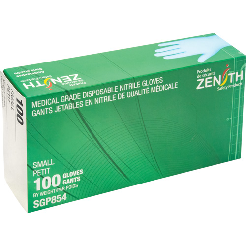 Puncture-Resistant Medical-Grade Disposable Gloves, Small, Nitrile, 3.5-mil, Powder-Free, Blue, Class 2 Distribution Jean Lapalme