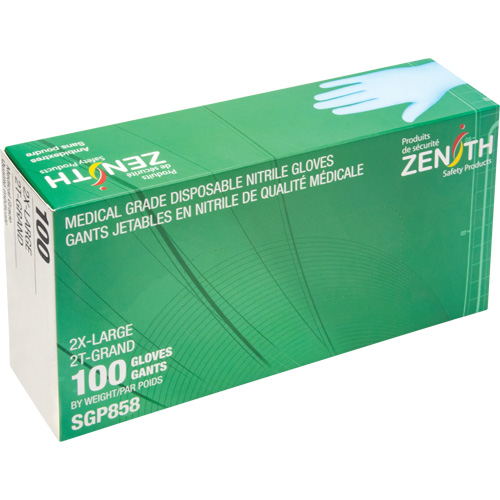 Gants jetables de calibre m&eacute;dical r&eacute;sistants &agrave; la perforation, 2T-Grand, Nitrile, 3,5 mils, Sans poudre, Bleu, Classe 2 Distribution Jean Lapalme