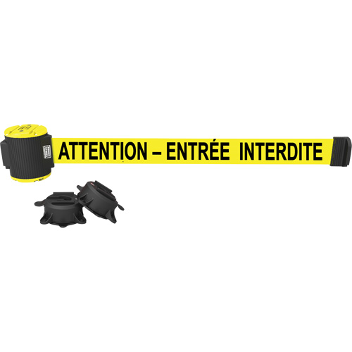 Barri&egrave;re &agrave; fixation murale, Plastique, Fixation magn&eacute;tique, 30', Ruban Jaune Distribution Jean Lapalme