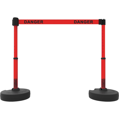 Ensemble de montants pour barri&egrave;re Plus, Plastique, 42" h, Ruban Rouge, Longueur du ruban 15' Distribution Jean Lapalme