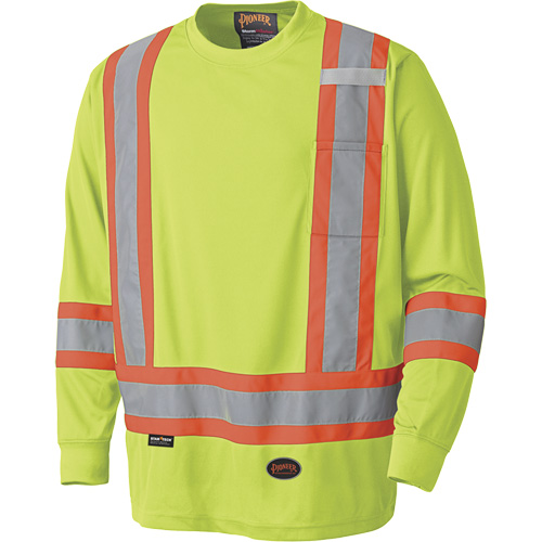 6996 High-Visibility Long Sleeved Shirt, Polyester, X-Small, High Visibility Lime-Yellow Distribution Jean Lapalme