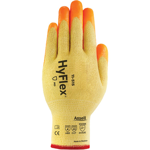 Gants haute visibilit&eacute; r&eacute;sistants aux coupures HyFlex, Taille 6, Calibre 13, Rev&ecirc;tement Mousse de nitrile, Enveloppe en Acier inoxydable/Kevlar/Spandex, ASTM ANSI niveau A5/EN 388 niveau E Distribution Jean Lapalme