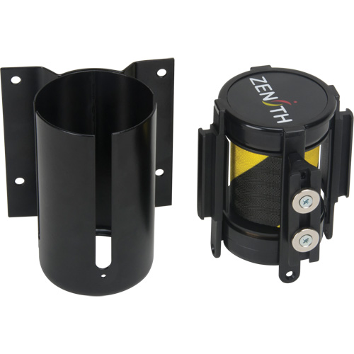 Wall Mount Barrier with Magnetic Tape, Steel, Screw Mount, 7', Black and Yellow Tape Distribution Jean Lapalme