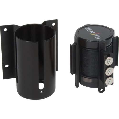 Barri&egrave;re &agrave; fixation murale avec ruban magn&eacute;tique, Acier, Fixation par vis, 12', Ruban Noir Distribution Jean Lapalme