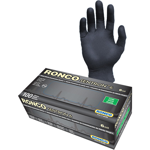 Sentron 6 Disposable Examination Gloves, Small, Nitrile, 6-mil, Powder-Free, Black, Class 2 Distribution Jean Lapalme
