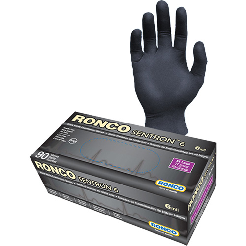 Sentron 6 Disposable Examination Gloves, 2X-Large, Nitrile, 6-mil, Powder-Free, Black, Class 2 Distribution Jean Lapalme
