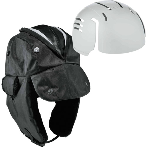 Chapeau de trappeur avec fermeture &agrave; glissi&egrave;re et casque antichoc &agrave; ins&eacute;rer N-Ferno, Doublure en Polyur&eacute;thane/Satin, Moyen/Petit, Noir Distribution Jean Lapalme