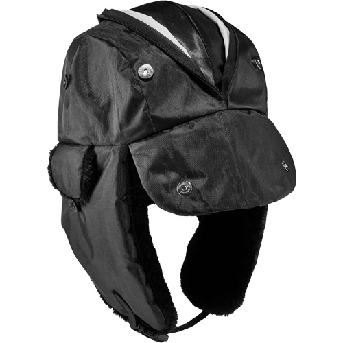 Chapeau de trappeur avec fermeture &agrave; glissi&egrave;re N-Ferno, Doublure en Polyur&eacute;thane/Satin, Moyen/Petit, Noir Distribution Jean Lapalme