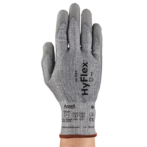 Gants r&eacute;sistant aux coupures HyFlex s&eacute;rie 11-727, Taille 7, Calibre 15, Rev&ecirc;tement Polyur&eacute;thane, Enveloppe en Intercept, ASTM ANSI niveau A2/EN 388 niveau B Distribution Jean Lapalme