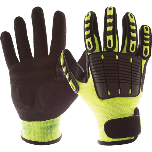 Gants de protection contre les chocs Back Tracker avec protection dorsale de la main, Petit, Paume en Nitrile, Poignet Boucle et crochet Distribution Jean Lapalme