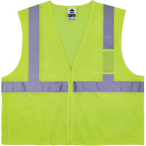 Gilet de s&eacute;curit&eacute; auto-extinguible GloWear 8256Z, Jaune lime haute visibilit&eacute;, Moyen/Petit, Polyester Distribution Jean Lapalme