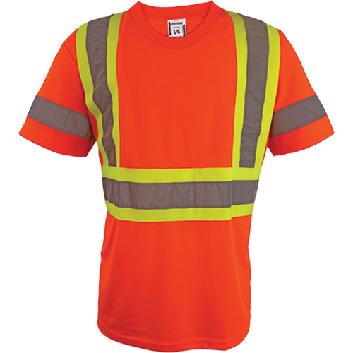 Short Sleeve Safety T-Shirt, Polyester, 2X-Large, High Visibility Orange Distribution Jean Lapalme
