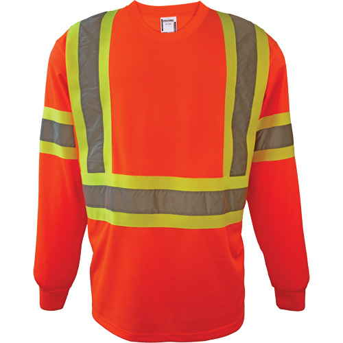 Chemise de s&eacute;curit&eacute; &agrave; manches longues, Polyester, 2T-Grand, Orange haute visibilit&eacute; Distribution Jean Lapalme
