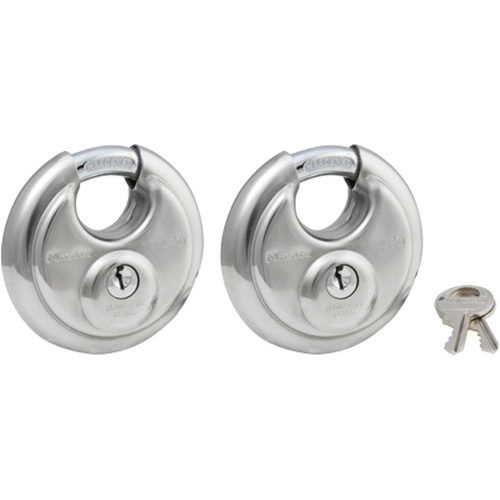 Shrouded Disc Padlocks, Silver, Keyed Alike, Stainless Steel, 2-3/4" Width Distribution Jean Lapalme