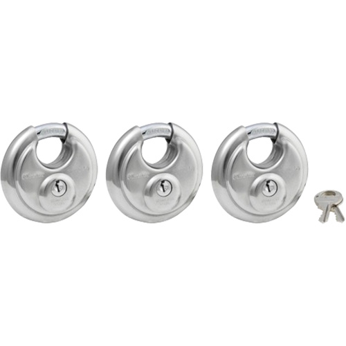 Shrouded Disc Padlock, Silver, Keyed Alike, Stainless Steel, 2-3/4" Width Distribution Jean Lapalme