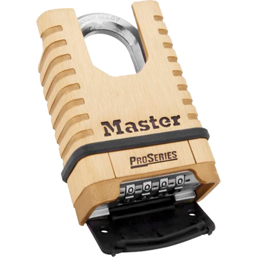 ProSeries&reg; Shrouded Combination Padlock, Brass, Solid Brass, 2-1/4" Width Distribution Jean Lapalme