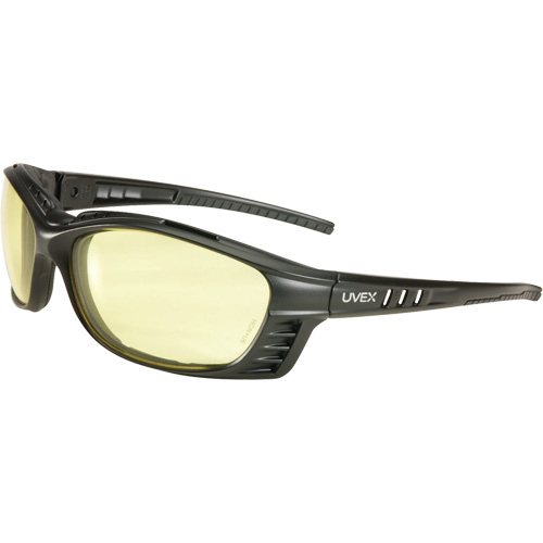 Lunettes de s&eacute;curit&eacute; Uvex Livewire avec lentilles HydroShield, Lentille Ambr&eacute;e, Antibu&eacute;e, ANSI Z87+/R&eacute;pond ou surpasse la norme CSA Z94.3 Distribution Jean Lapalme