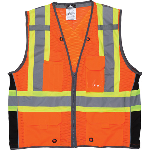 Surveyor Safety Vest, High Visibility Orange, Large, Polyester Distribution Jean Lapalme