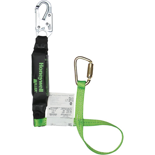 Miller&reg; HP Shock-Absorbing Lanyard, 4', Carabiner Center, Locking Snap Hook Leg Ends, Polyester Distribution Jean Lapalme