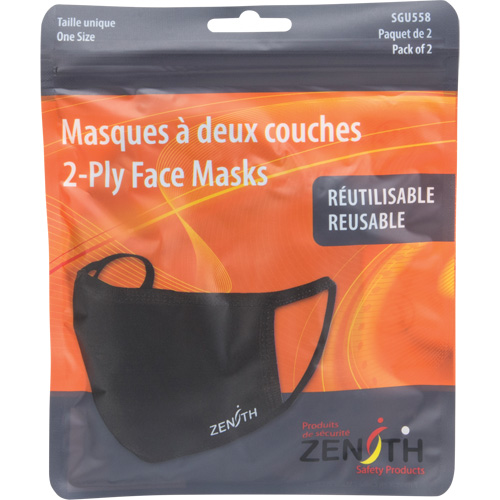 Masques r&eacute;utilisable &agrave; deux couches, Polyester, Noir Distribution Jean Lapalme