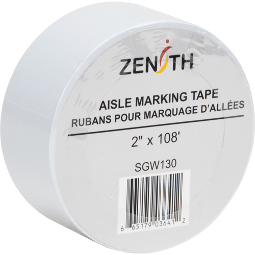 Aisle Marking Tape, 2" x 108', PVC, White Distribution Jean Lapalme