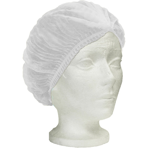 Ronco Care Pleated Bouffant Cap, Polypropylene, 24", White Distribution Jean Lapalme