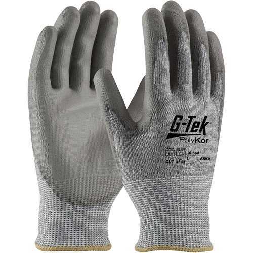 Gants r&eacute;sistants aux coupures G-Tek PolyKor, Petit, Calibre 13, Rev&ecirc;tement Polyur&eacute;thane, ASTM ANSI niveau A4/EN 388 niveau 5/EN 388 niveau D Distribution Jean Lapalme