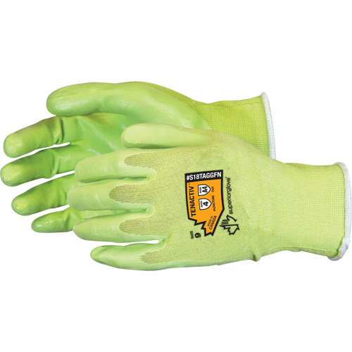 Gants &agrave; haute visibilit&eacute; en fibre de filament composite r&eacute;sistants aux coupures, Taille 5, Calibre 18, Rev&ecirc;tement Mousse de nitrile, Enveloppe en TenActiv, ANSI/ISEA 105 niveau 4 Distribution Jean Lapalme