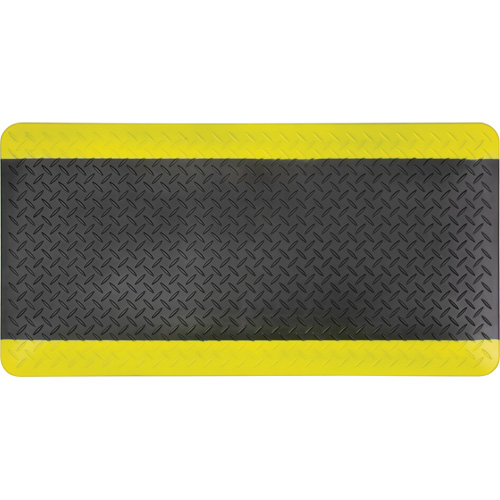 Anti-Fatigue Matting, Diamond, 1-2/3' x 3-1/4' x 3/4", Black/Yellow, Polyurethane Distribution Jean Lapalme