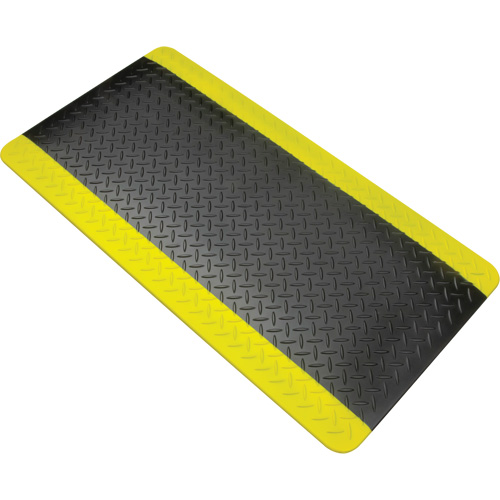 Anti-Fatigue Matting, Diamond, 1-2/3' x 3-1/4' x 3/4", Black/Yellow, Polyurethane Distribution Jean Lapalme