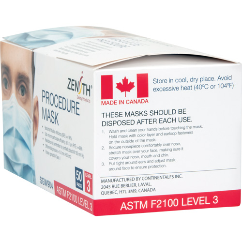 Masques d'intervention jetables, ASTM F2100 Niveau 3, Classe 1 Distribution Jean Lapalme
