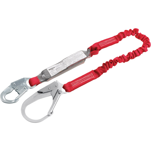 Pro Elastic Shock-Absorbing Lanyard, 6', Rebar Hook Center, Snap Hook Leg Ends, Polyester Distribution Jean Lapalme