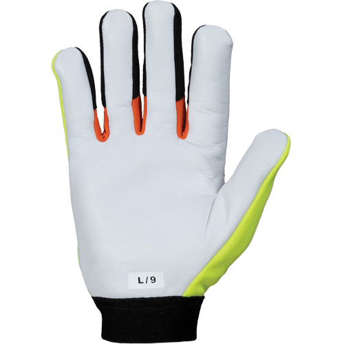 ClutchGear&reg; High-Visibility Mechanic's Gloves, Grain Goatskin Palm, Size Medium Distribution Jean Lapalme