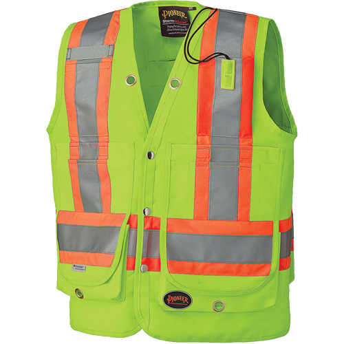 6696 Surveyor's Safety Vest, High Visibility Lime-Yellow, Small, Polyester Distribution Jean Lapalme