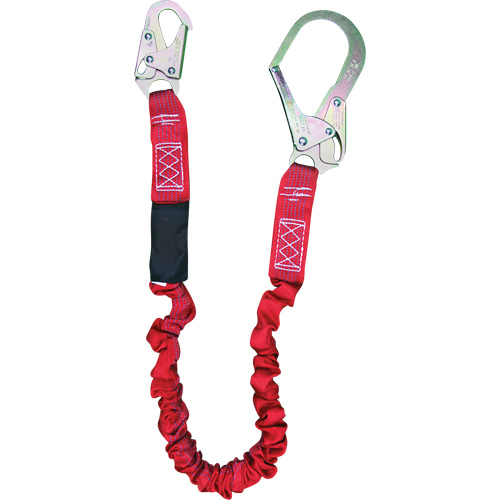Longe amortisseuse interne ShockSorb, 6', Point d'ancrage &agrave; Crochet d'armature, Crochet mousqueton aux jambes, Polyester Distribution Jean Lapalme