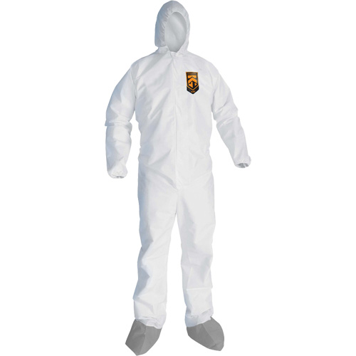 Combinaison de protection contre les liquides et les particules A45 KleenGuard avec sabot antid&eacute;rapant, Grand, Gris/Blanc, Micropore Distribution Jean Lapalme