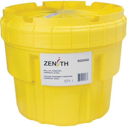 Trousse d'&eacute;quipement de lutte contre les d&eacute;versements, Huile seulement/Universel, Overpack, Absorbance de 20 gal. US Distribution Jean Lapalme