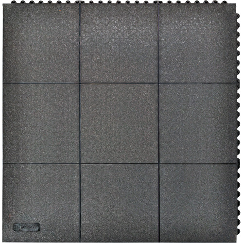 Cushion-Ease&reg; Interlocking Anti-Fatigue Mat, Pebbled, 3' x 3' x 3/4", Black, Natural Rubber Distribution Jean Lapalme