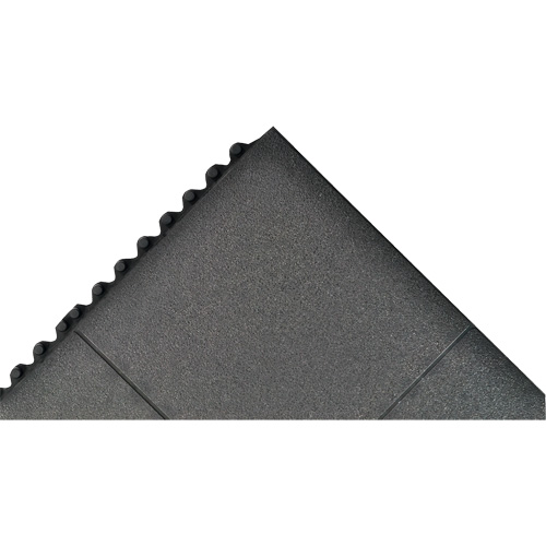 Cushion-Ease&reg; Interlocking Anti-Fatigue Mat, Pebbled, 3' x 3' x 3/4", Black, Natural Rubber Distribution Jean Lapalme