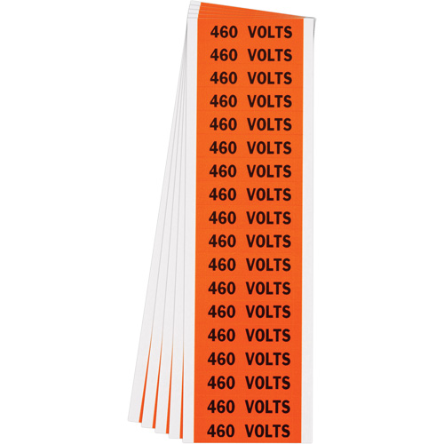 "460 Volts" Conduit & Voltage Labels, 1/2" x 2-1/4", Cloth/Vinyl, English Distribution Jean Lapalme