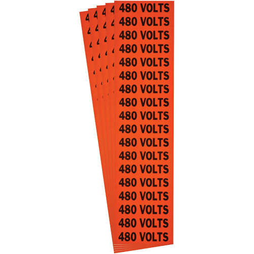 &eacute;tiquette de tension pour conduit  480 Volts , 1/2" x 2-1/4", &eacute;toffe/Vinyle, Anglais Distribution Jean Lapalme