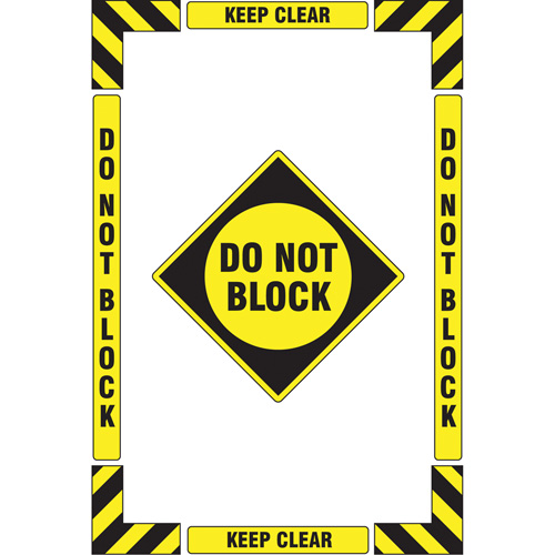 Trousse de marquage du sol ?Keep Clear Do Not Block? (se tenir &agrave; l&eacute;cart - ne pas encombrer), Adh&eacute;sif, Anglais avec pictogramme Distribution Jean Lapalme